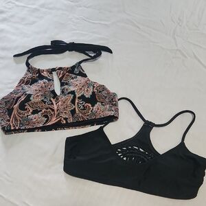 Black and Paisley Halter Bikini Tops